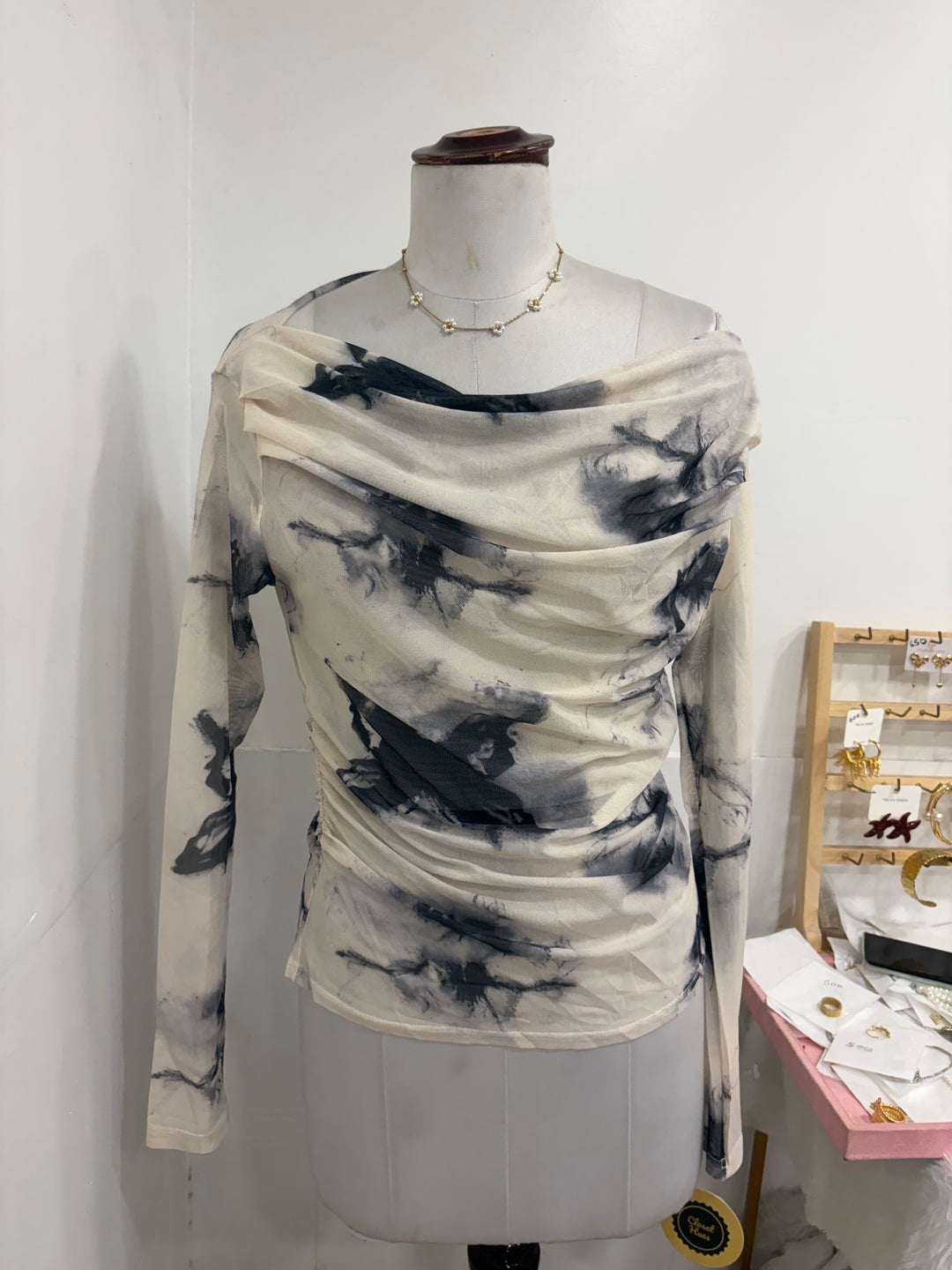 Full sleeves mesh top- grey