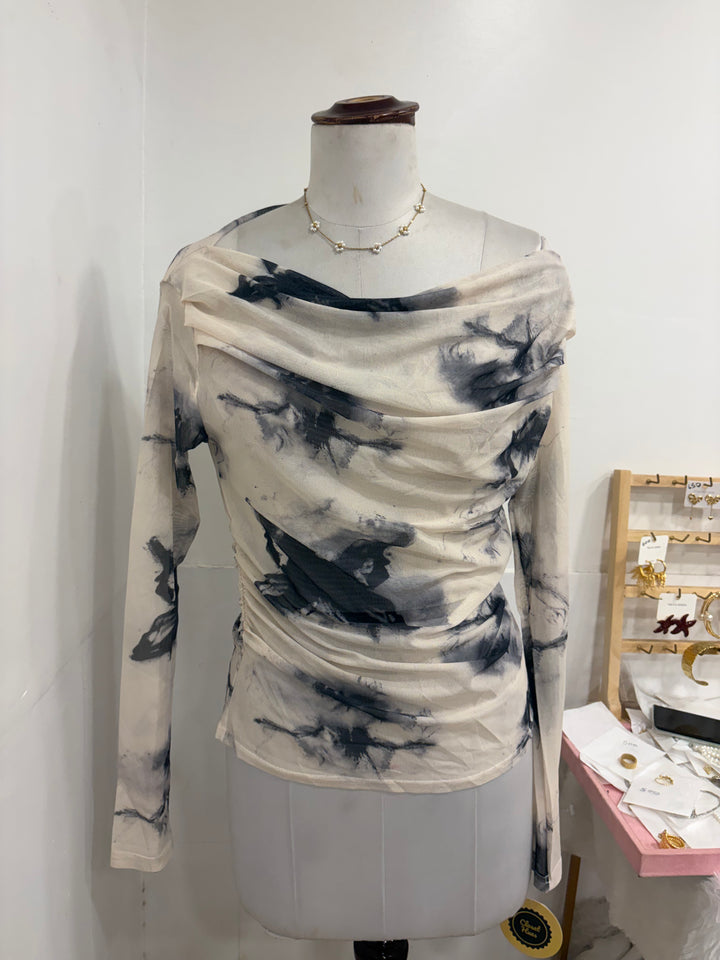 Full sleeves mesh top- grey