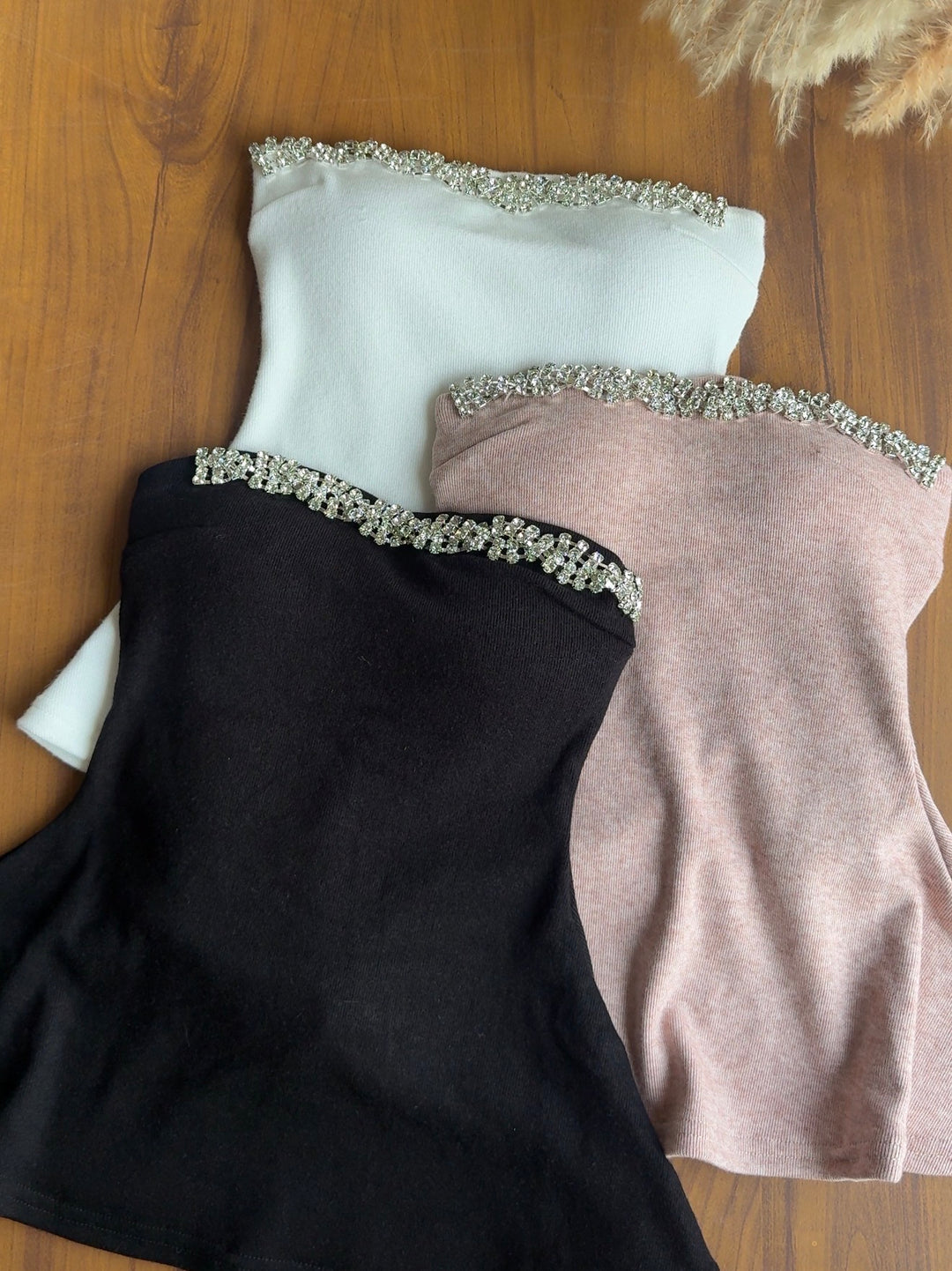 Caroline diamond studded padded tube top- Preorder