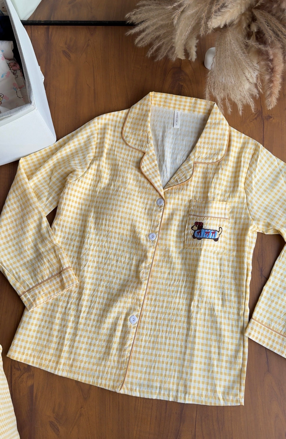 Yellow stripped built in night suit