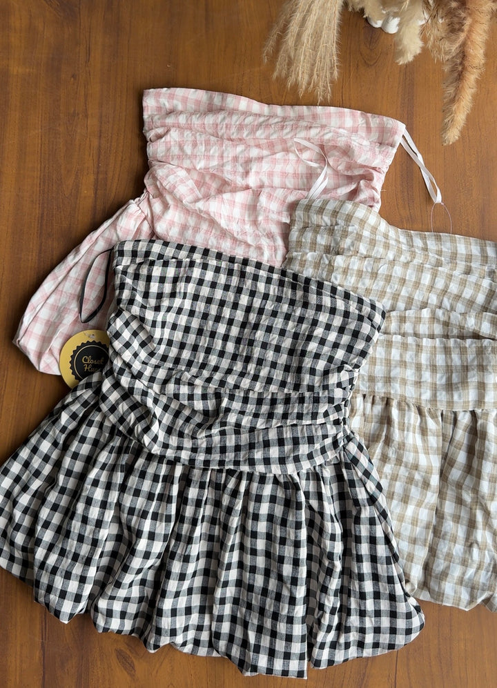 Sienna gingham tube top