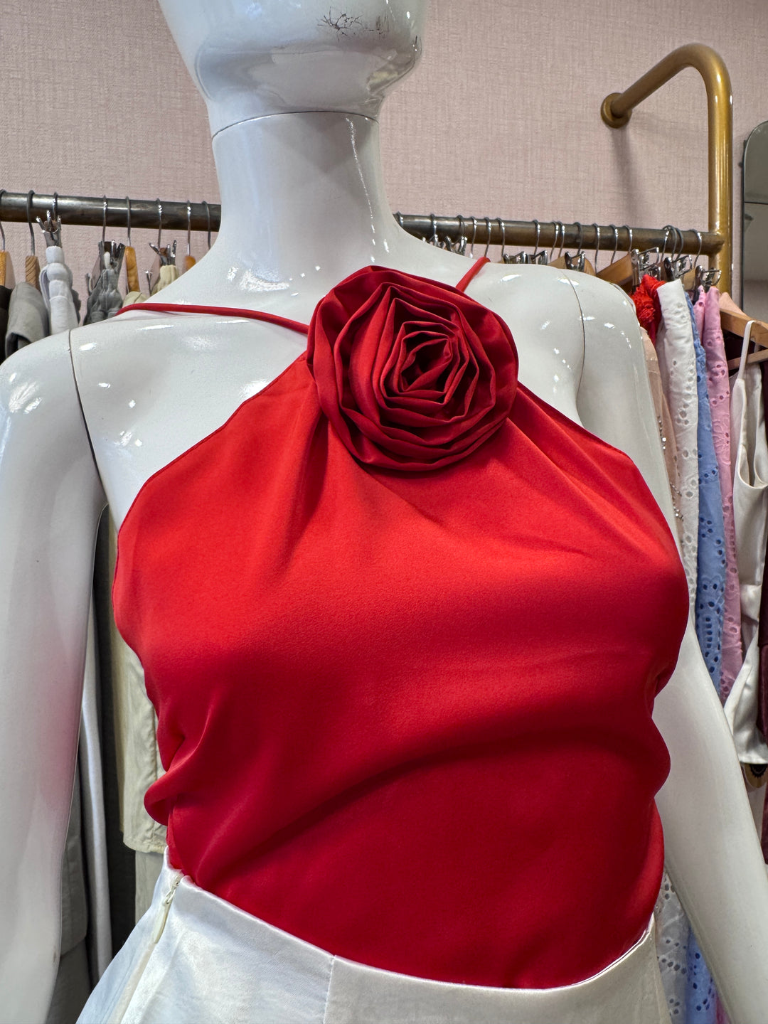 Rosy halter neck top