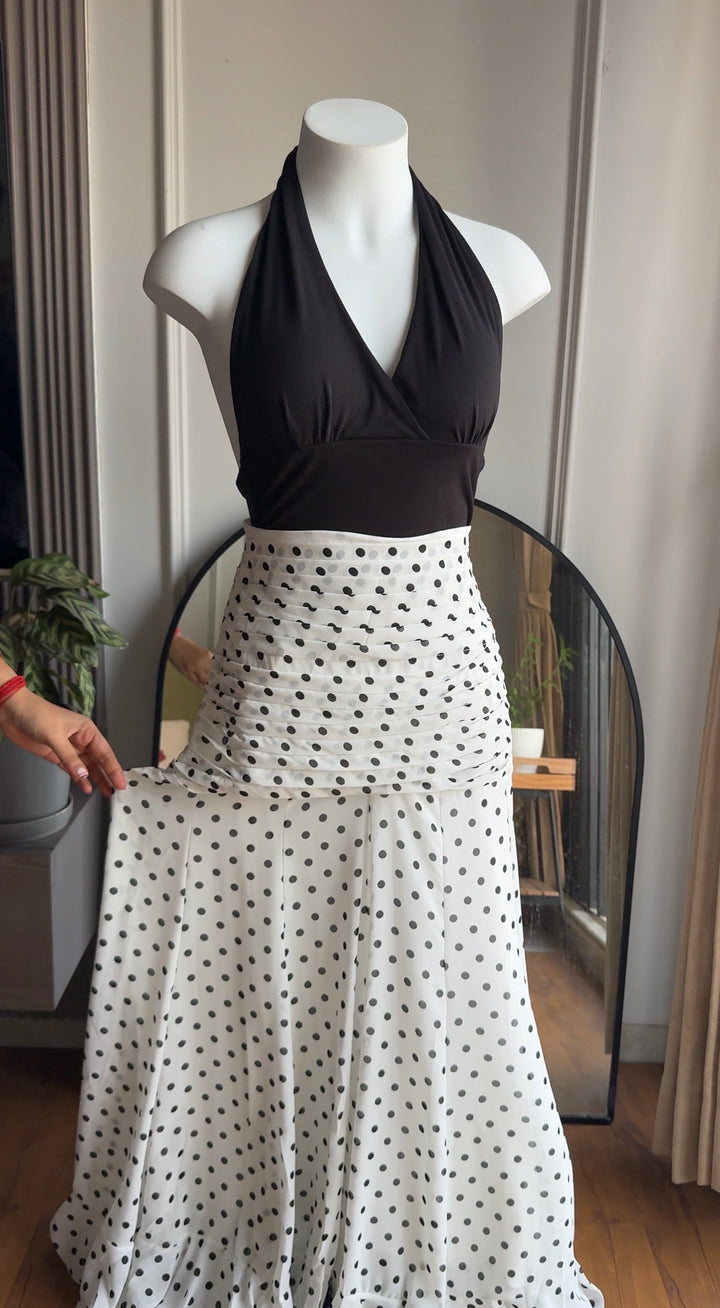 Chrissy polka dot maxi skirt