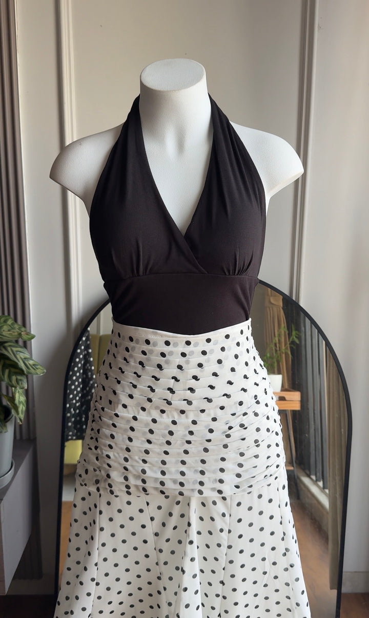 Chrissy polka dot maxi skirt