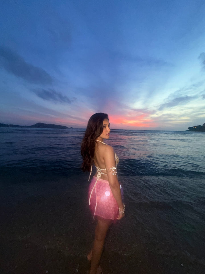 Mermaid shell mini skirt- Pink Preorder