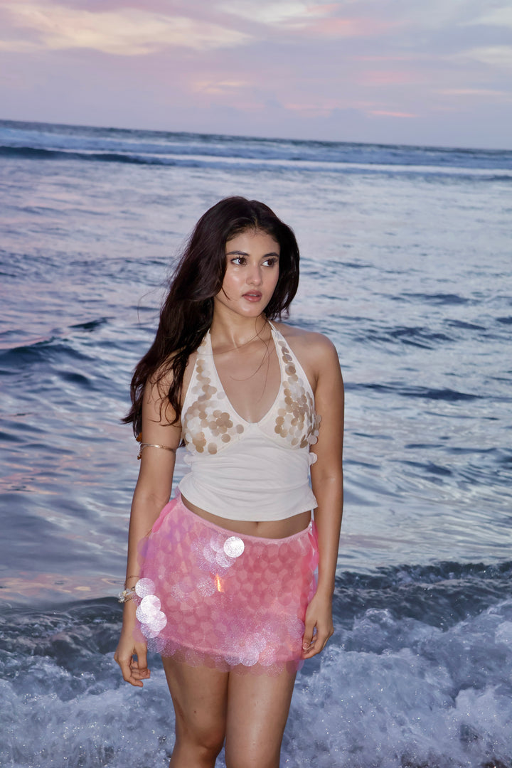 Mermaid shell mini skirt- Pink Preorder