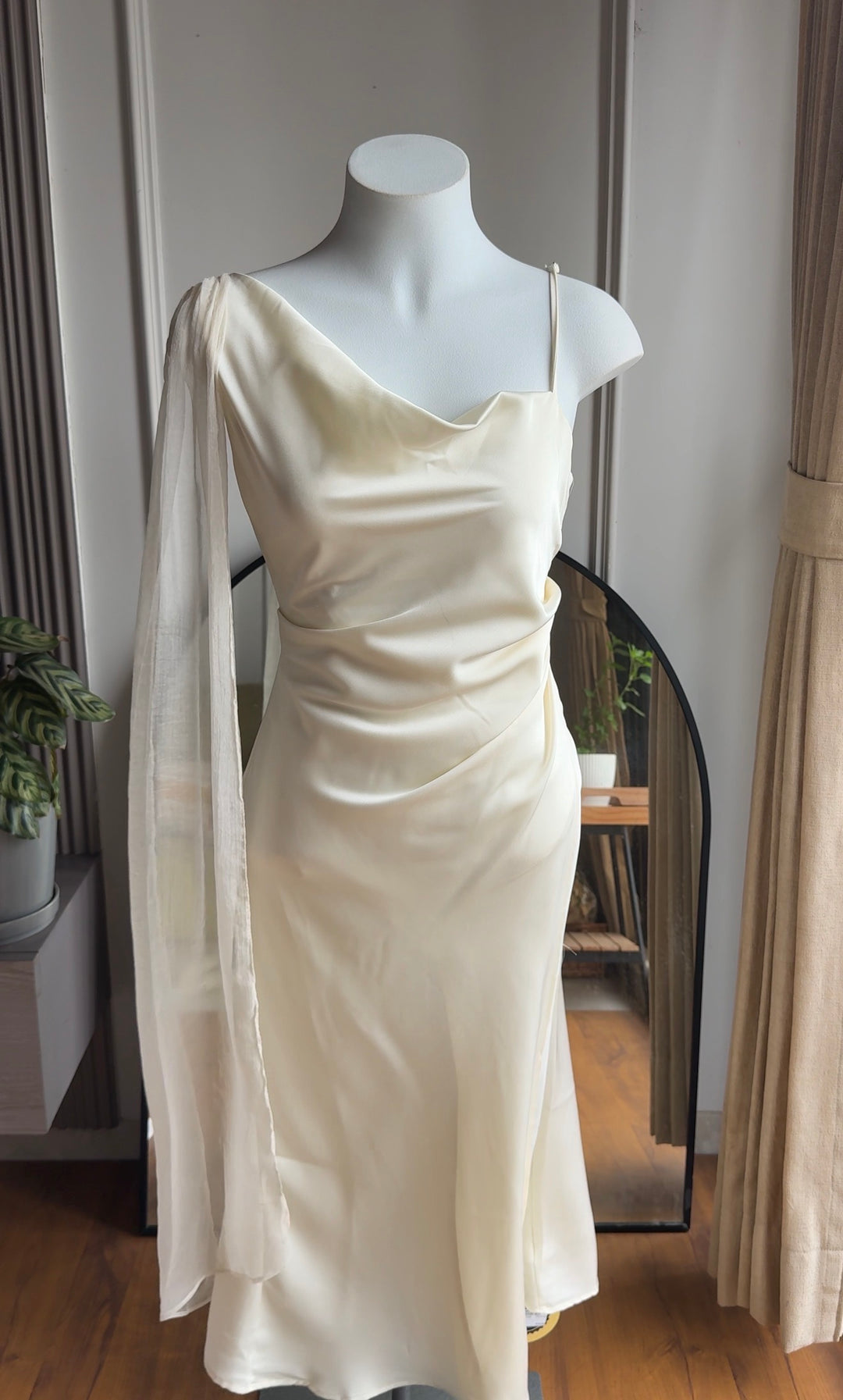 Vanilla silk satin dress