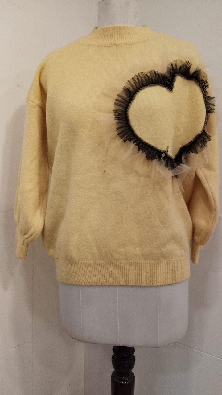 Yellow heart pullover