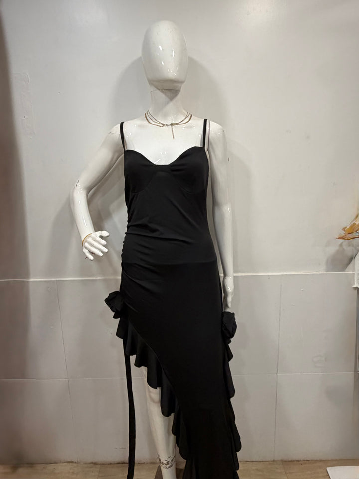 Black strap party gown