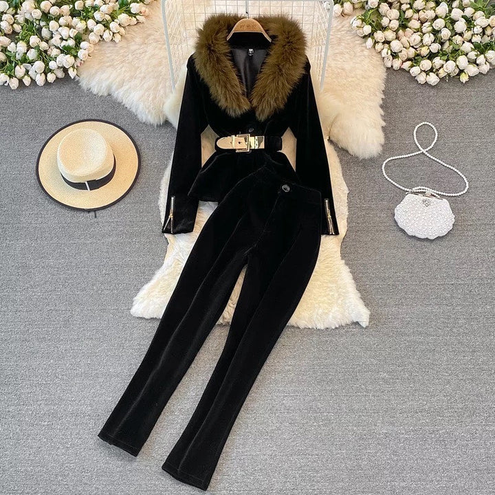 Alyona fur blazer Set