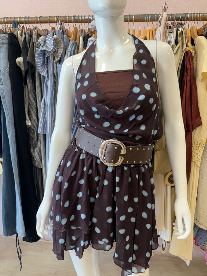 Lorelai polka dot dress with belt