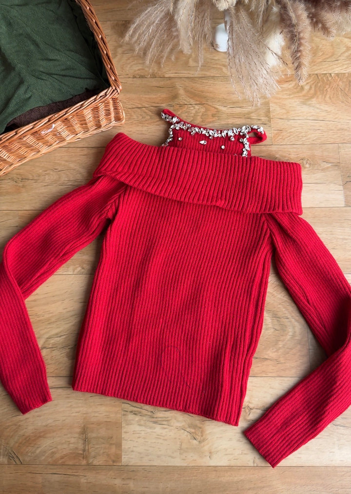 Anna cold shoulder knitted top