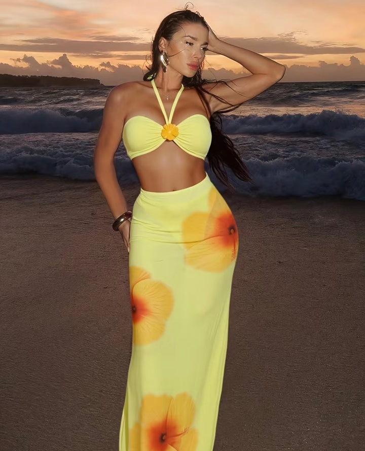 Sun-kissed floral swimsuit