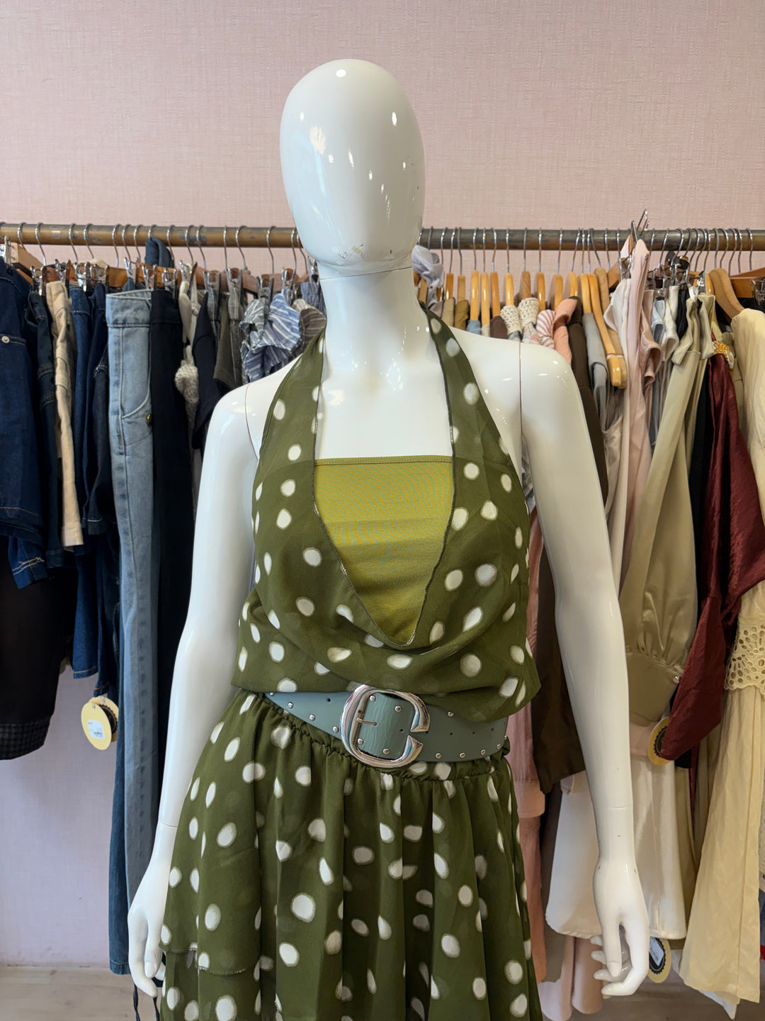 Lorelai polka dot dress with belt