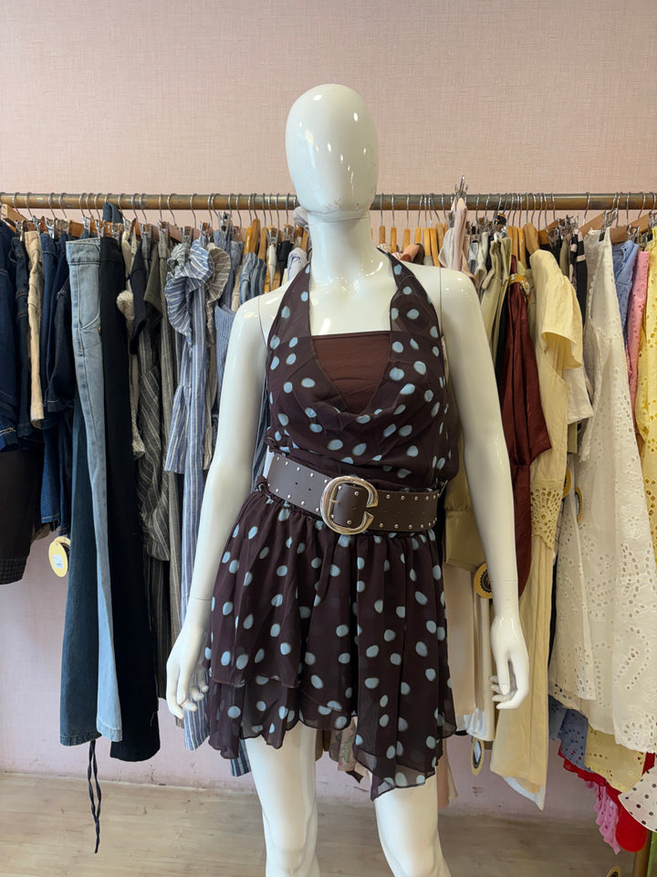 Lorelai polka dot dress with belt
