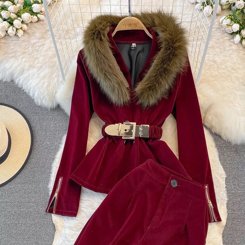 Alyona fur blazer Set
