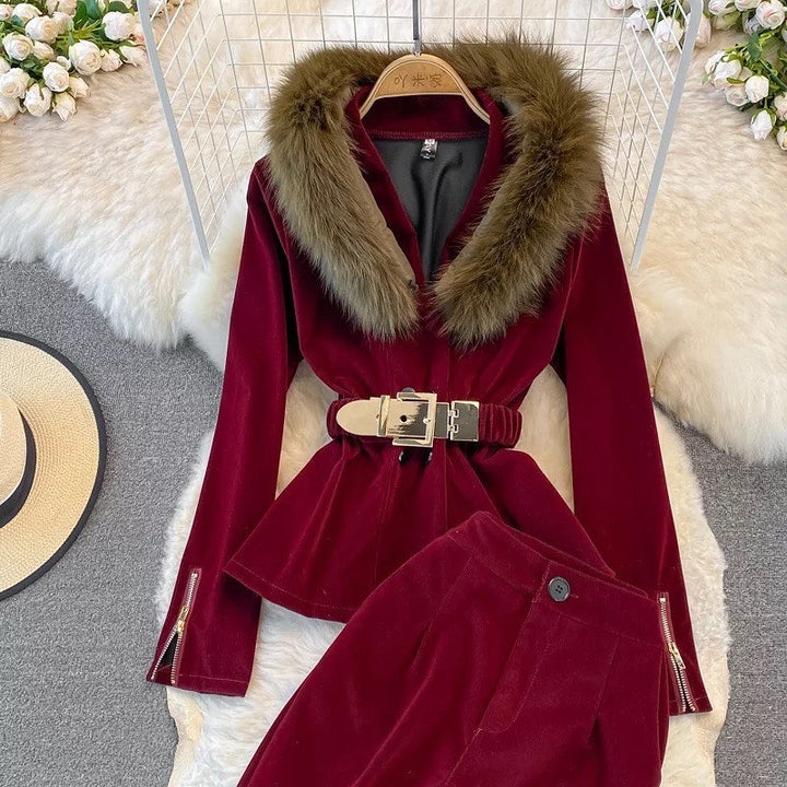Alyona fur blazer Set