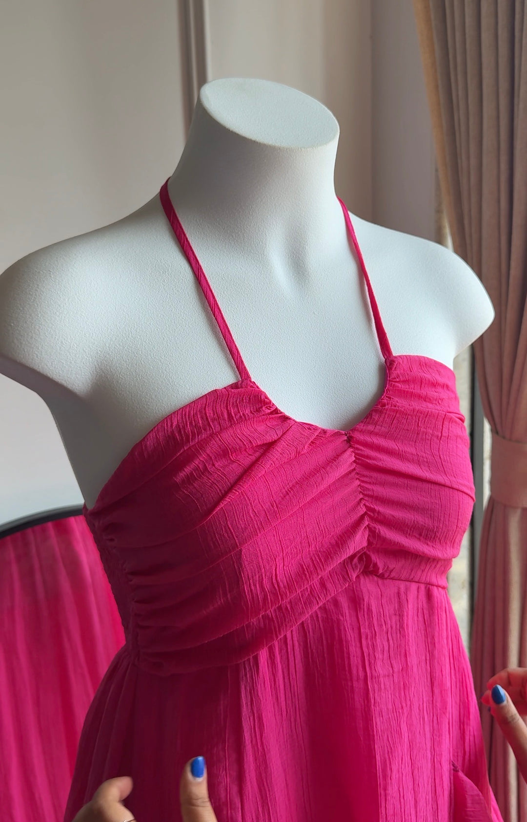 Rory frill halter neck dress