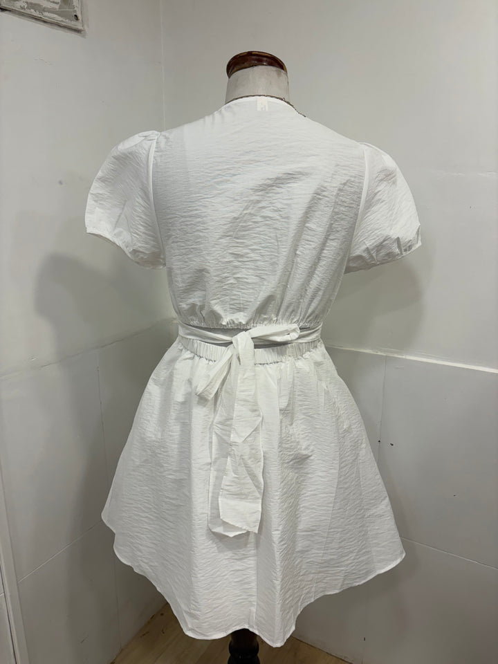 Cotton buttoned dress- white