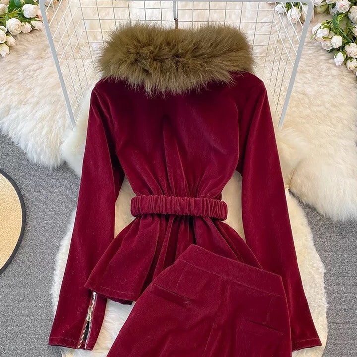 Alyona fur blazer Set