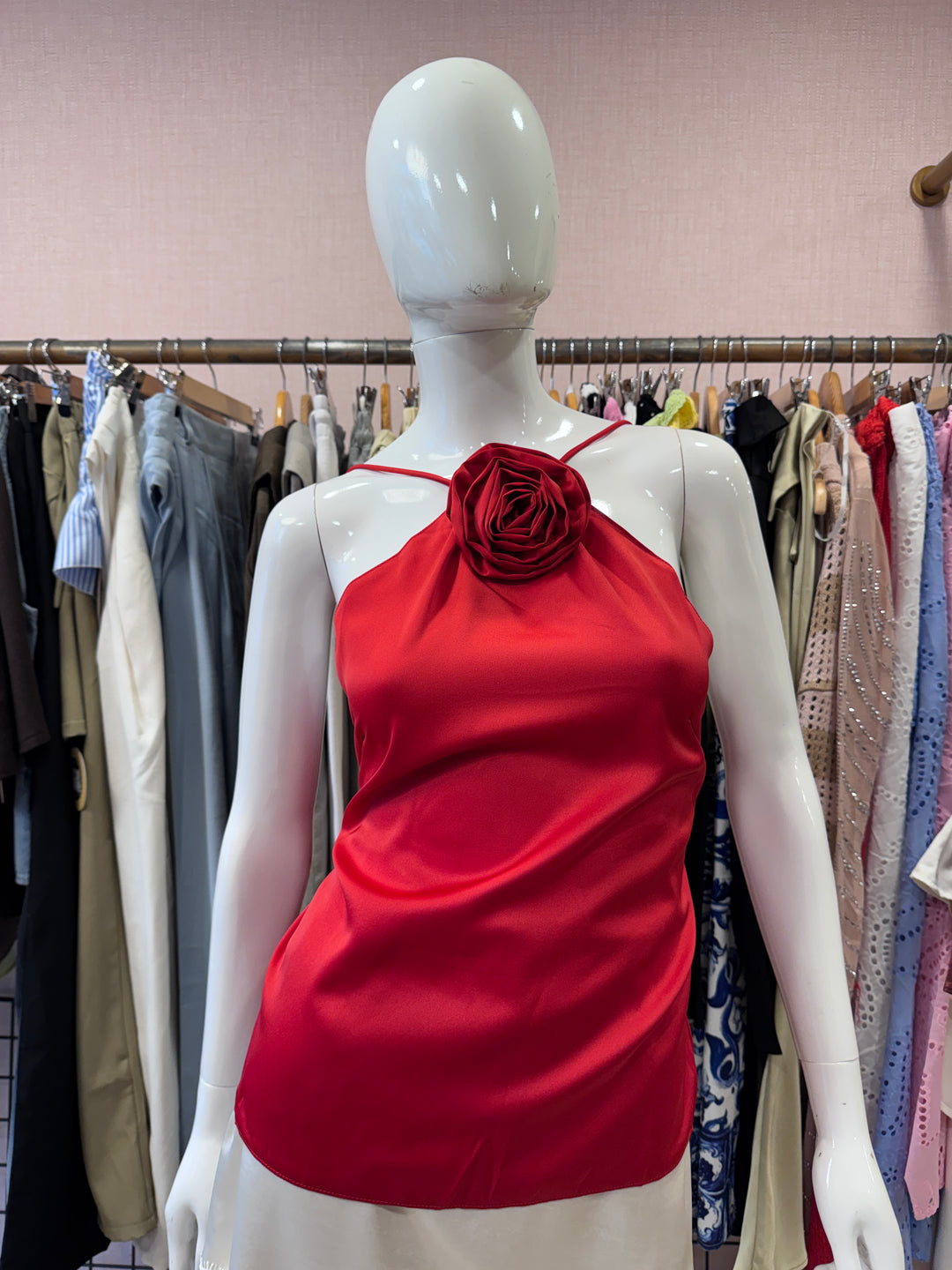 Rosy halter neck top