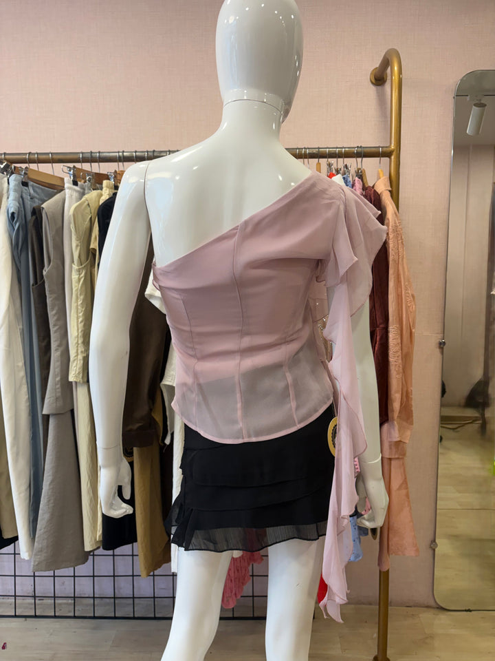 Vivian one shoulder frill top