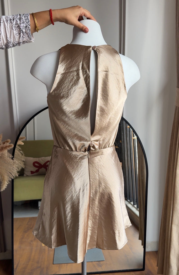 Penn silk satin cowl neck dress