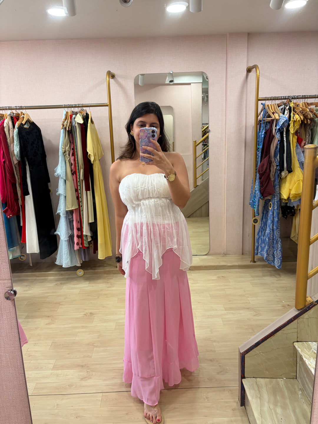 Chrissy polka dot maxi skirt