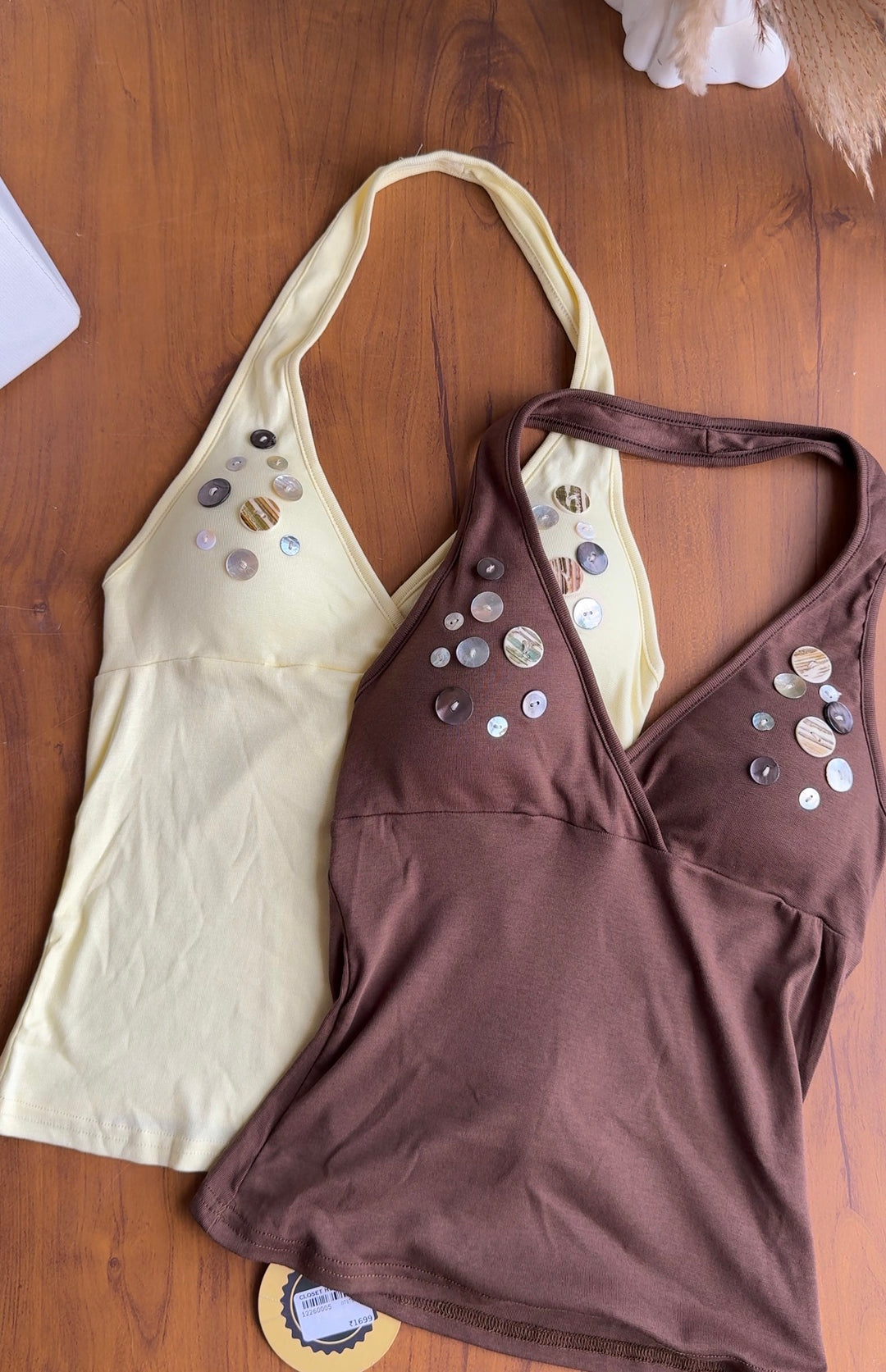 Button halter neck top