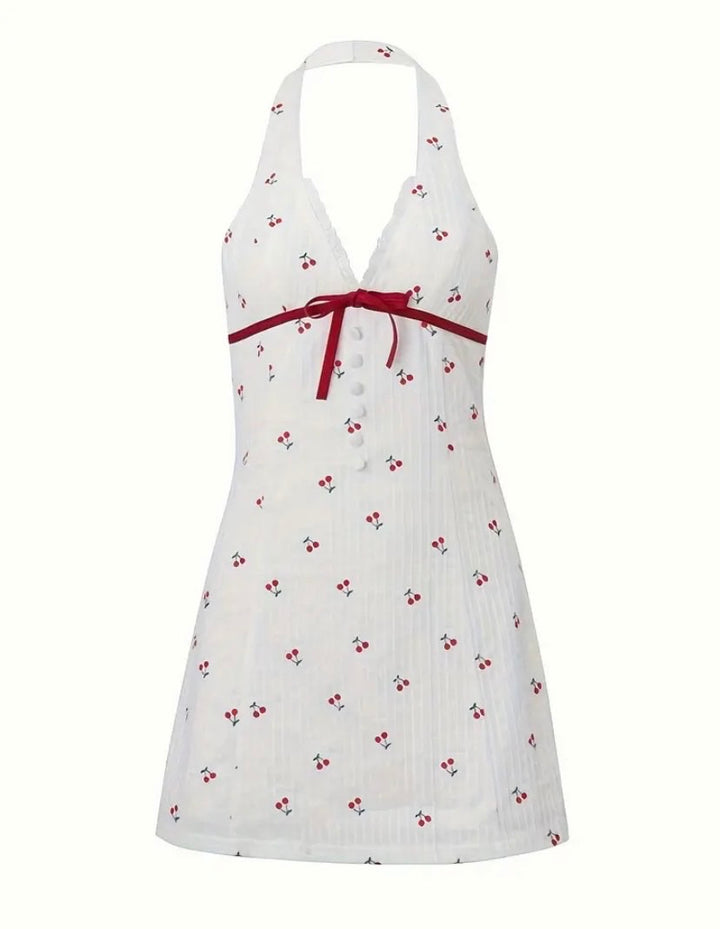 Cherry halter neck dress