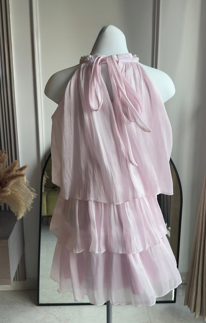 Piccadilly diamond studded dress-Baby Pink Preorder