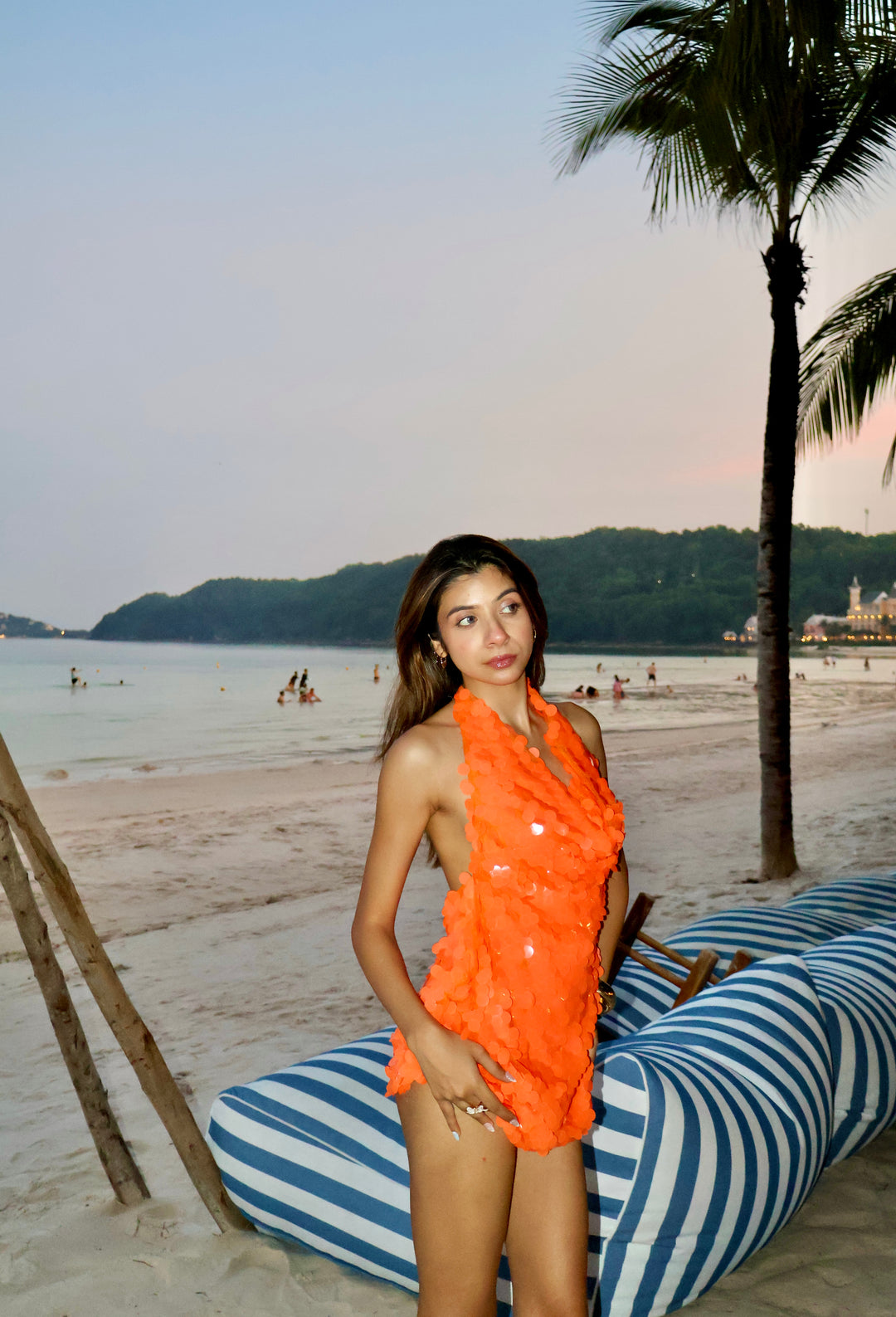 Sorbet sequin backless dress