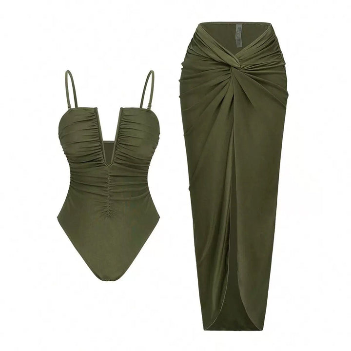 Hay ruched v neck swimsuit