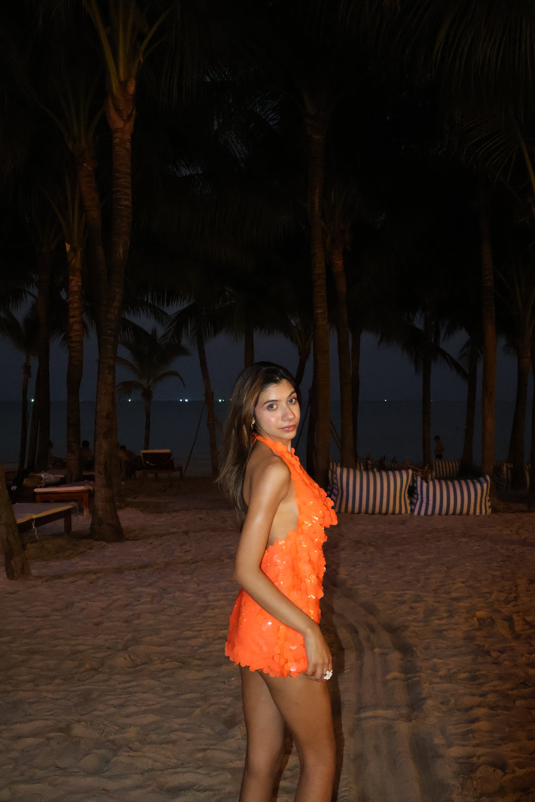 Sorbet sequin backless dress