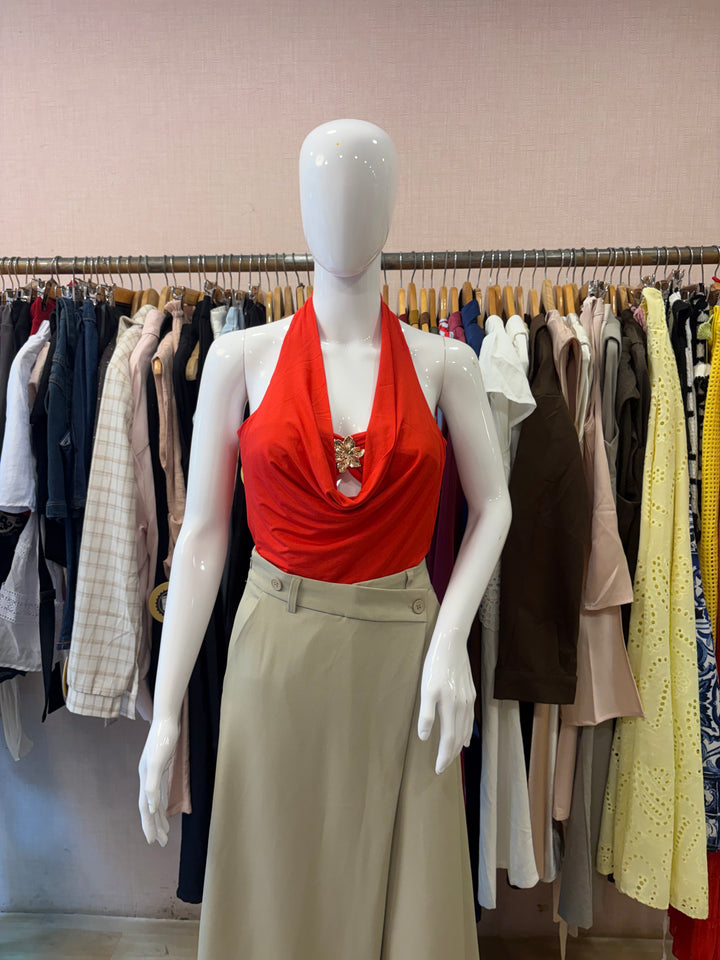 Bennet cowl neck top with tube chunky stud inner
