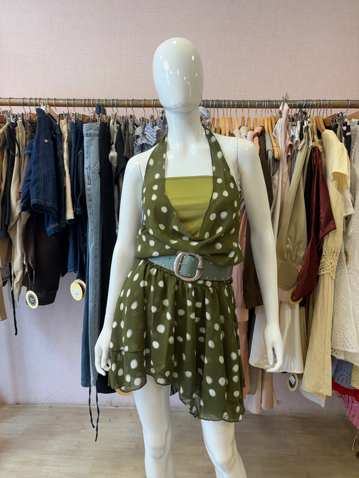 Lorelai polka dot dress with belt