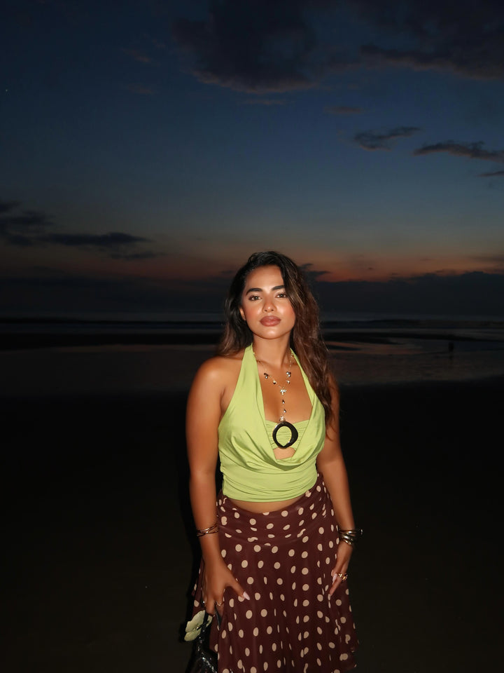 Dora halter neck crop top-Green Preorder