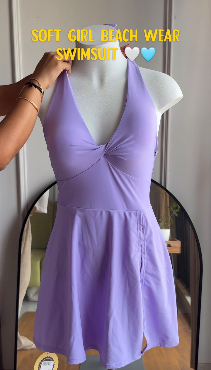 Orchid halter neck swimsuit