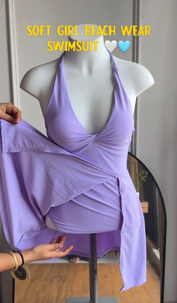 Orchid halter neck swimsuit