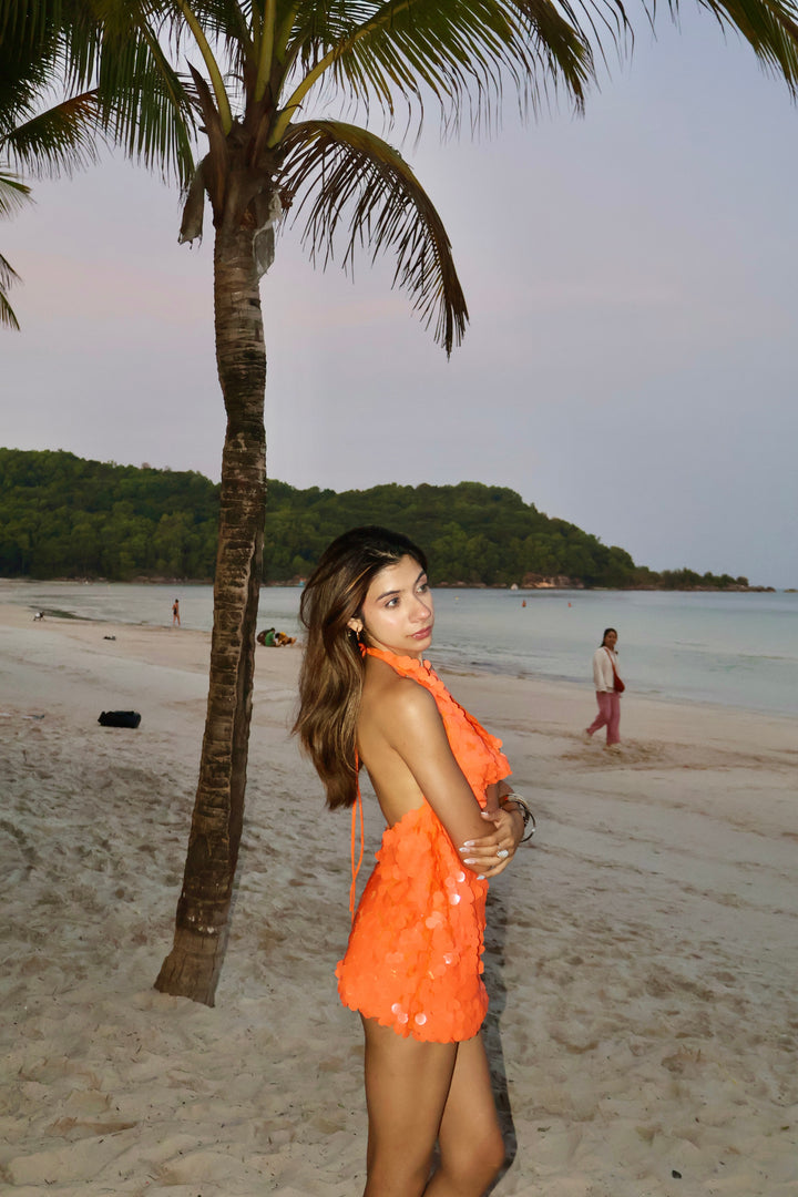 Sorbet sequin backless dress
