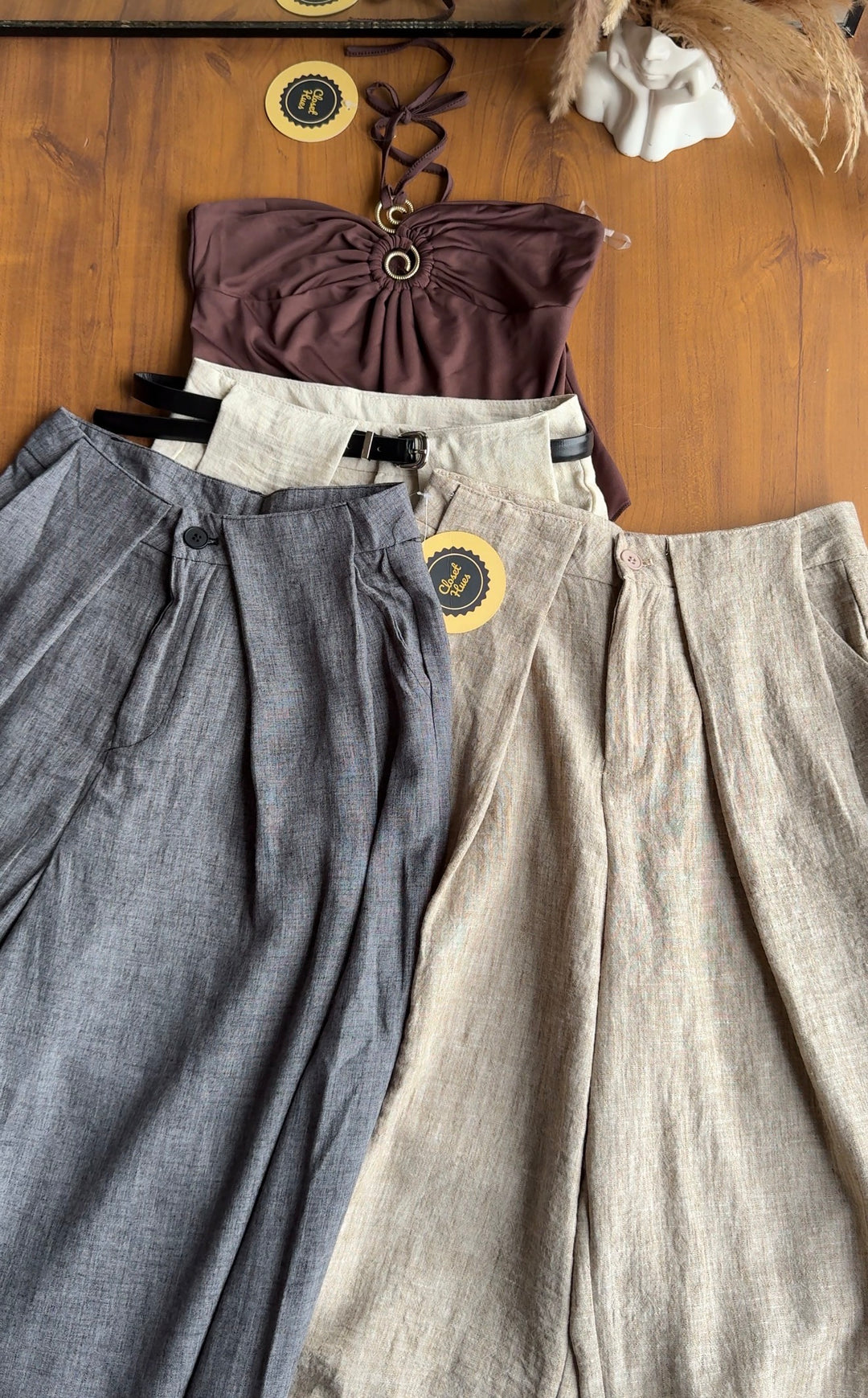 Tony linen pants with belt