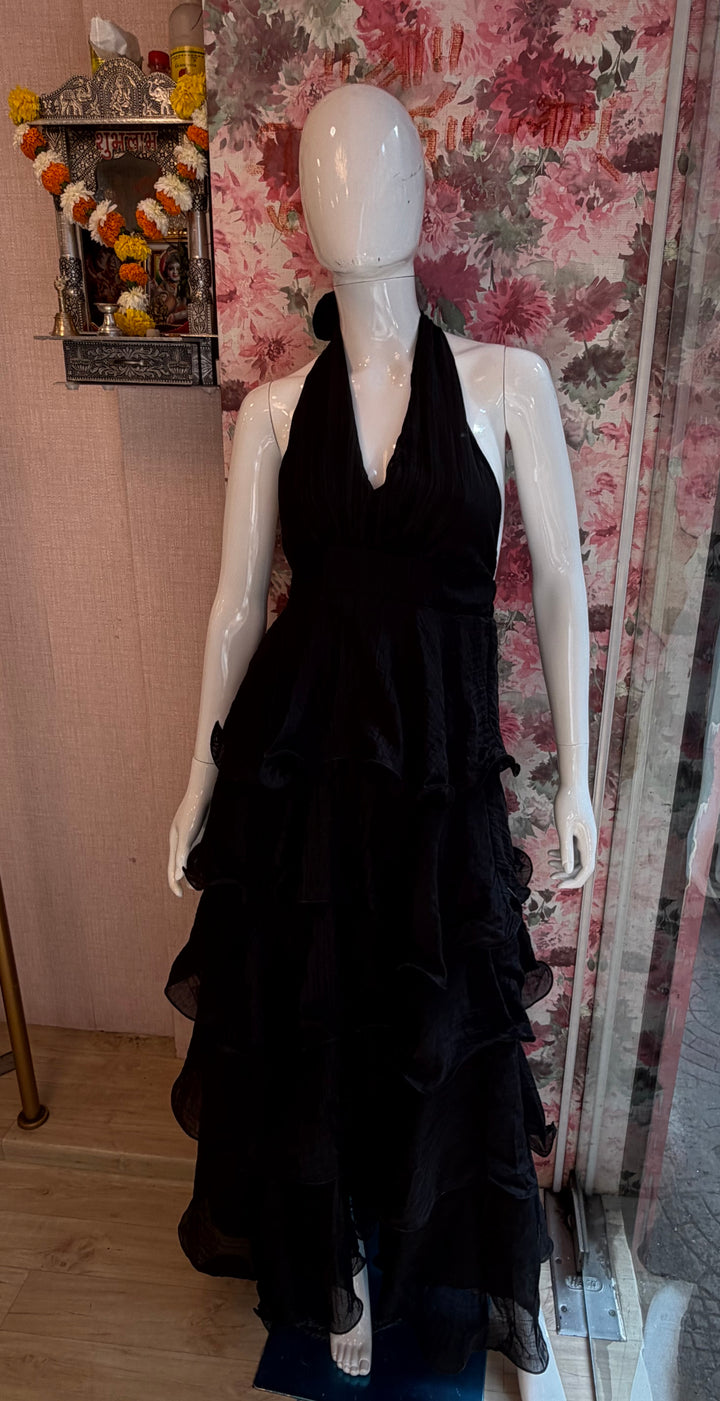 Rachel halter neck frill dress