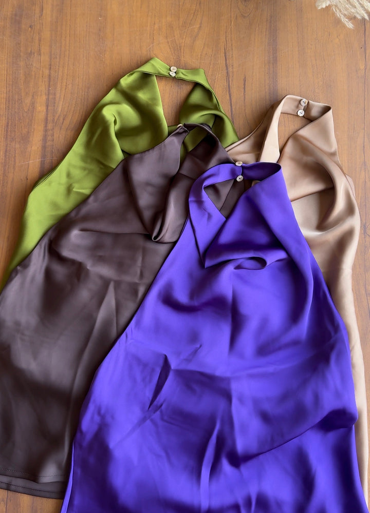 Gregory silk satin top