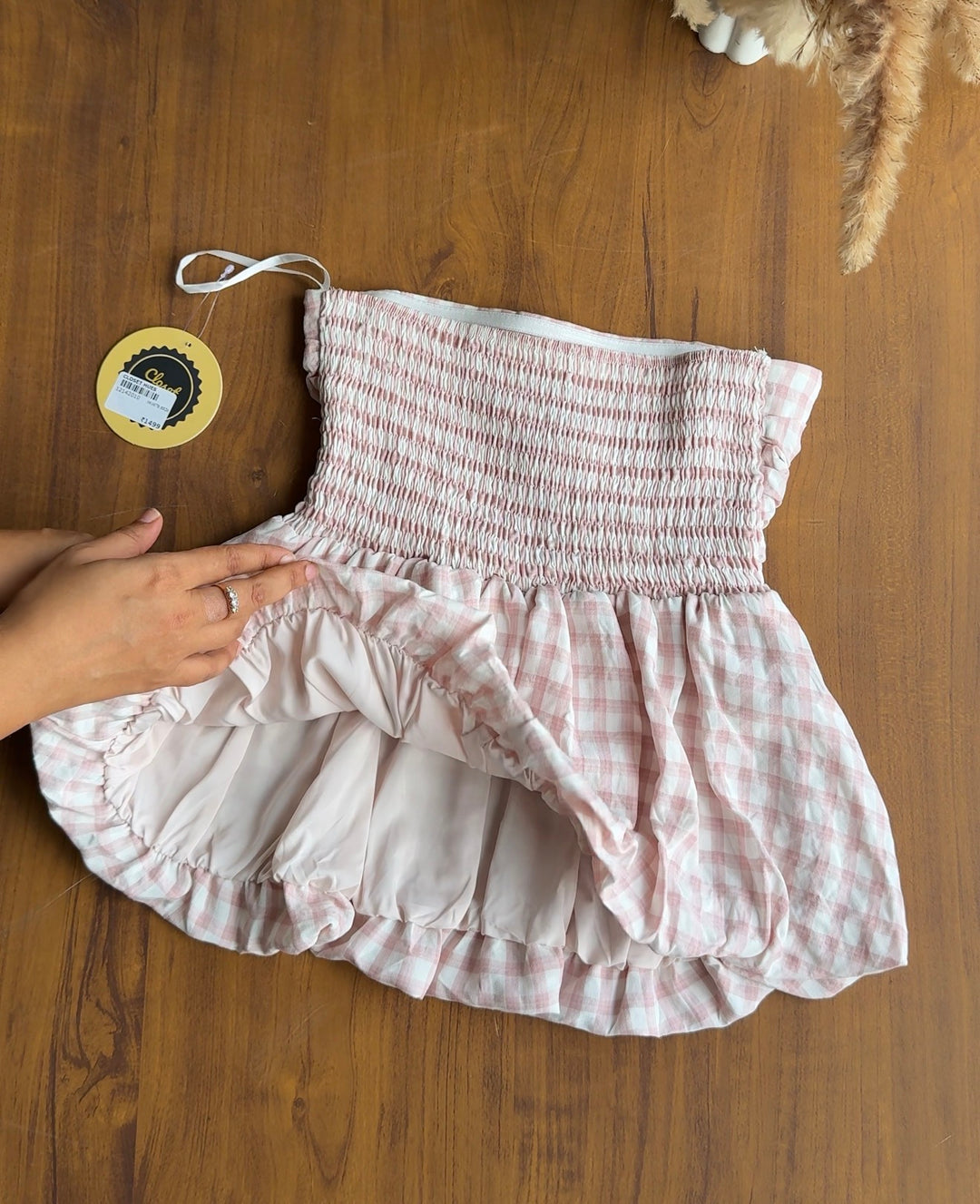 Sienna gingham tube top