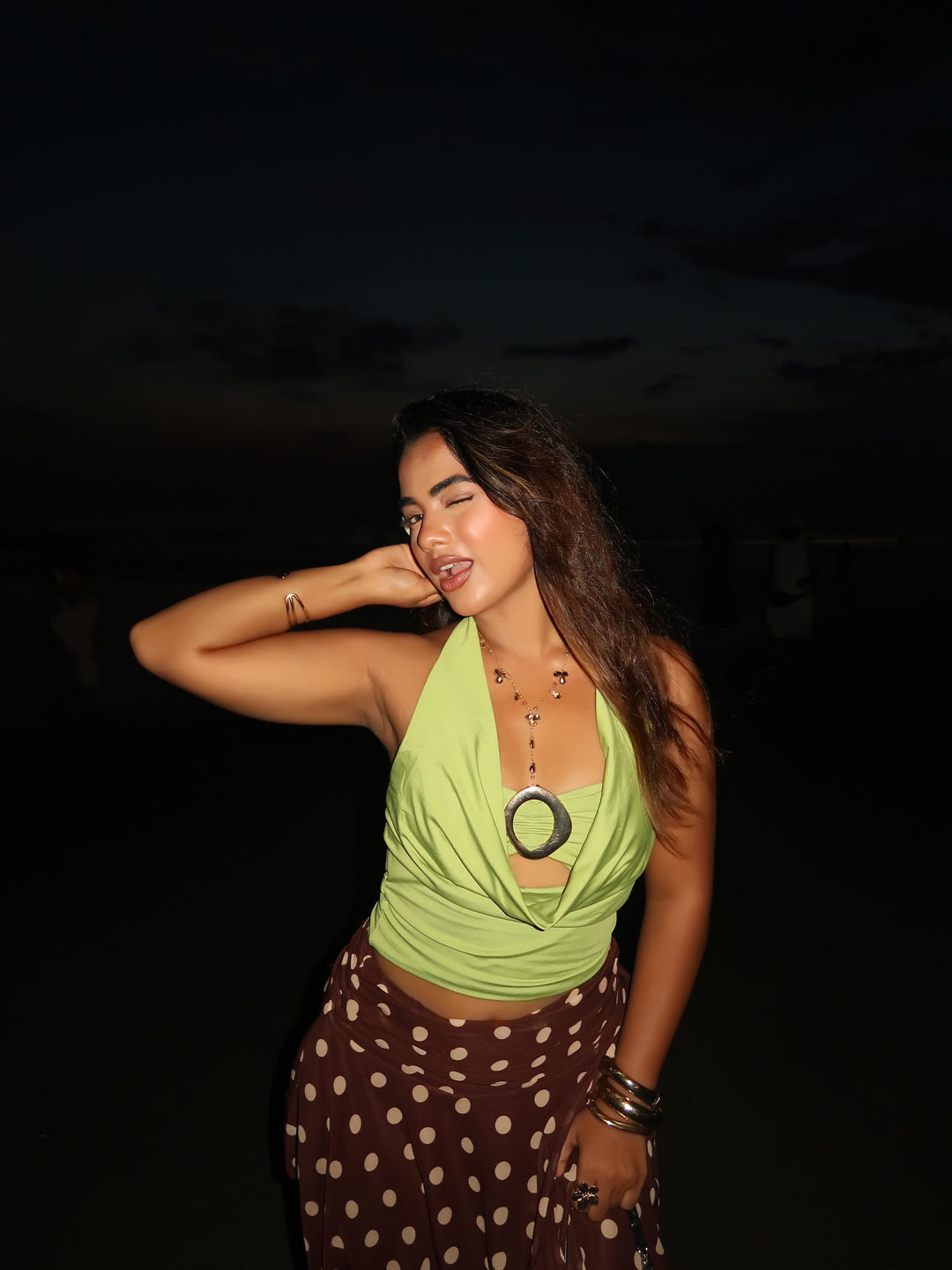Dora halter neck crop top-Green Preorder