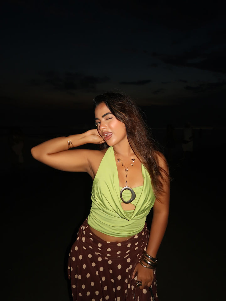 Dora halter neck crop top-Green Preorder