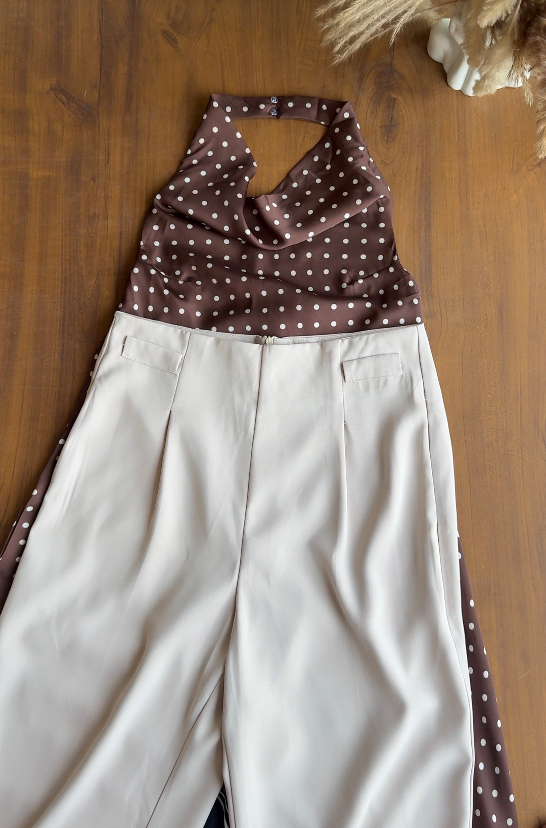 Tortellini high waist trousers with belt- white pre order