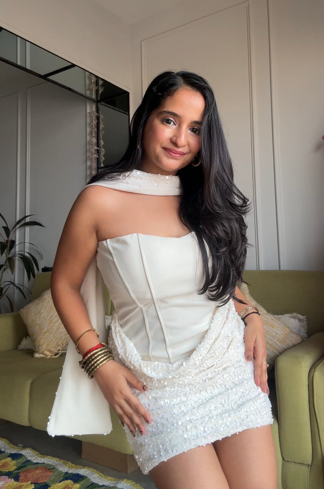 Katrina Tube sequin dress with stole