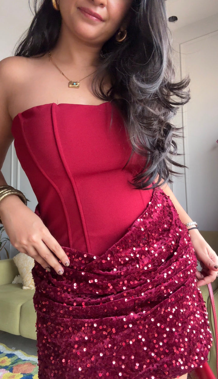 Katrina Tube sequin dress with stole