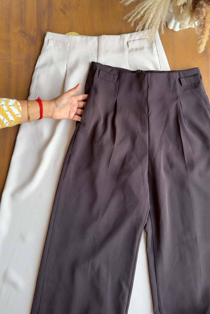 Tortellini high waist trousers with belt- white pre order